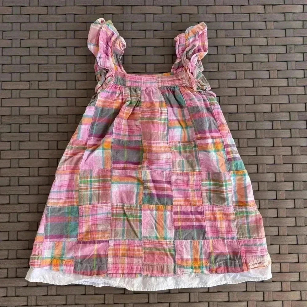 Hatley Toddler Girl Plaid Lined Flutter Sleeve Sundress Size 4 Pink‎ Purple